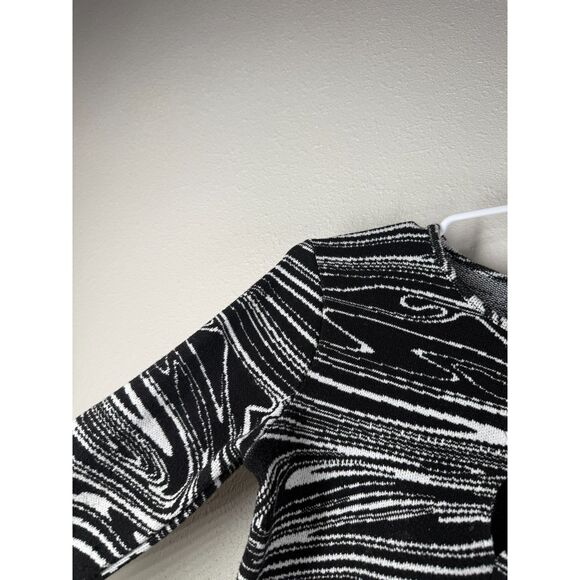 Zara Womens Black White Cropped Sweater Sz L Retro Disco Funky Keyhole Cozy Rave - Picture 2 of 7